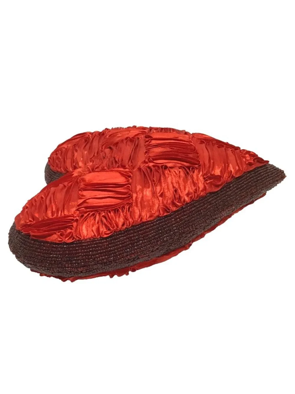 Red Beaded Heart Shaped Decorative Throw Pillow